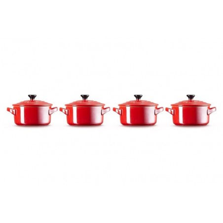 Set 4 Mini-Cocottes Metallics vermelho em cerâmica de grés Le Creuset - Mimocook