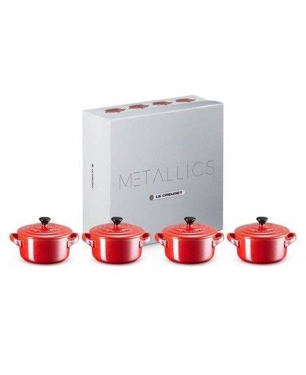 Le Creuset 4er-Set Mini Cocottes Metallics Kirschrot aus Steinzeug | Le Creuset | Mimocook