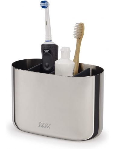 Joseph Joseph Grand porte-brosses à dents en acier inoxydable EasyStore Luxe