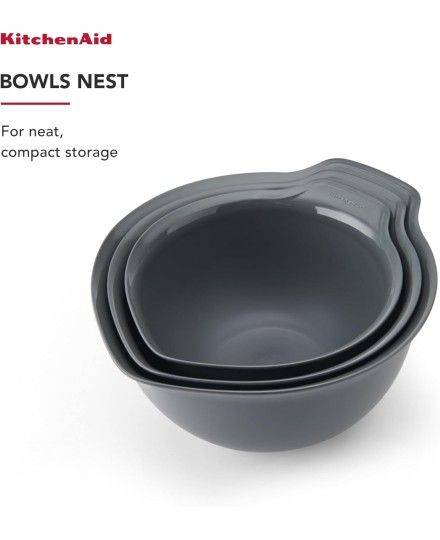 KitchenAid 3pc Nesting Mixing Bowl Set - Charcoal Grey | KitchenAid | Mimocook