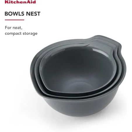 Set 3 taças misturadoras da KitchenAid Cinza - Mimocook