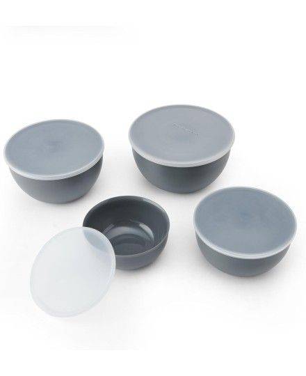 KitchenAid 4pc Meal Prep Bowls Set con Tapas - Gris Carbón | KitchenAid | Mimocook