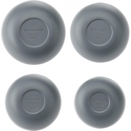 KitchenAid 4pc Meal Prep Bowls Set con Tapas - Gris Carbón