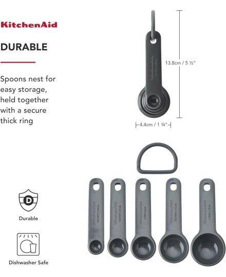 KitchenAid Juego de 5 Cucharas Medidoras - Gris Carbón | KitchenAid | Mimocook