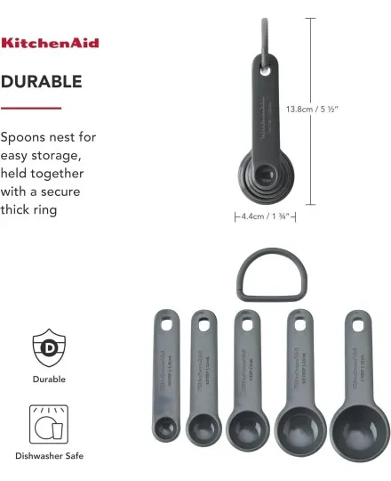 KitchenAid Ensemble de cuillères à mesurer 5 pièces - Gris anthracite - Mimocook