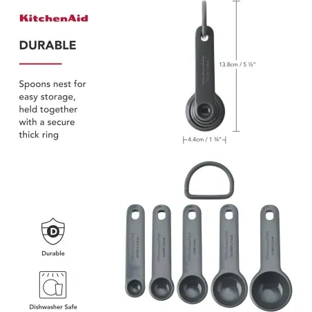 KitchenAid Ensemble de cuillères à mesurer 5 pièces - Gris anthracite - Mimocook