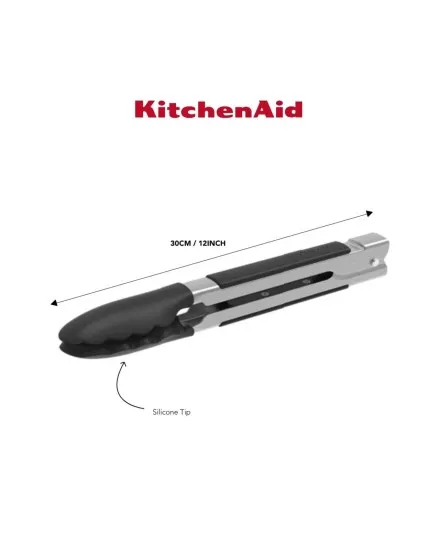 Pinça de bloqueio lateral 30cm com ponta de silicone KitchenAid - Mimocook