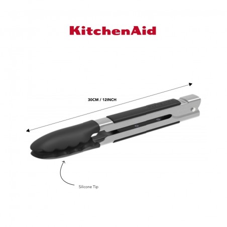 Pinça de bloqueio lateral 30cm com ponta de silicone KitchenAid - Mimocook