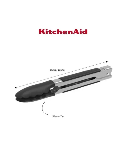 Pinça de bloqueio lateral 23cm com ponta de silicone KitchenAid - Mimocook