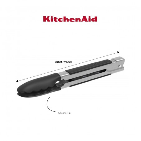 KitchenAid Silicone-Tipped Side-Locking Tongs, 23cm - Mimocook