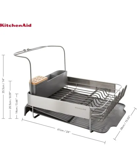 Escorredor de louça expansível KitchenAid com acessório para copos - Mimocook
