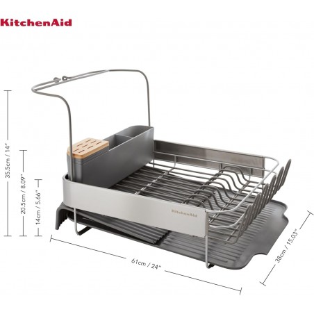 Escorredor de louça expansível KitchenAid com acessório para copos - Mimocook