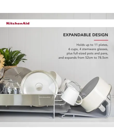 Escorredor de louça expansível KitchenAid com acessório para copos - Mimocook