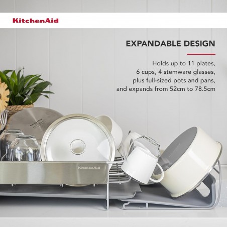 KitchenAid Expandable Dish-Drying Rack with Glassware Attachment - Mimocook