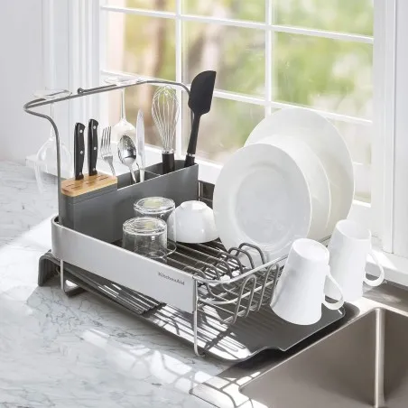 Escorredor de louça expansível KitchenAid com acessório para copos - Mimocook