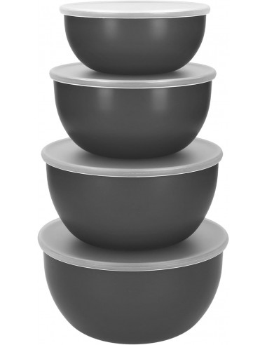 KitchenAid 4pc Meal Prep Bowls Set con Tapas - Gris Carbón