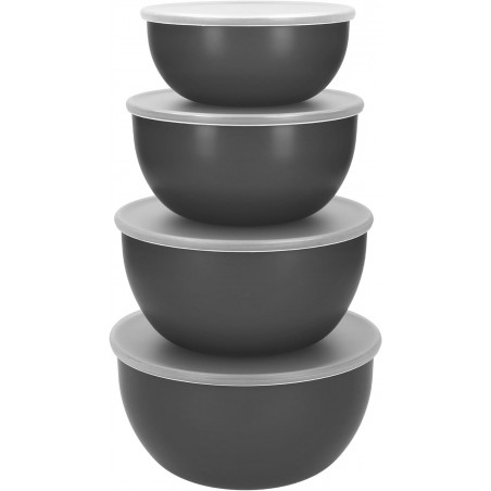 KitchenAid 4pc Meal Prep Bowls Set con Tapas - Gris Carbón