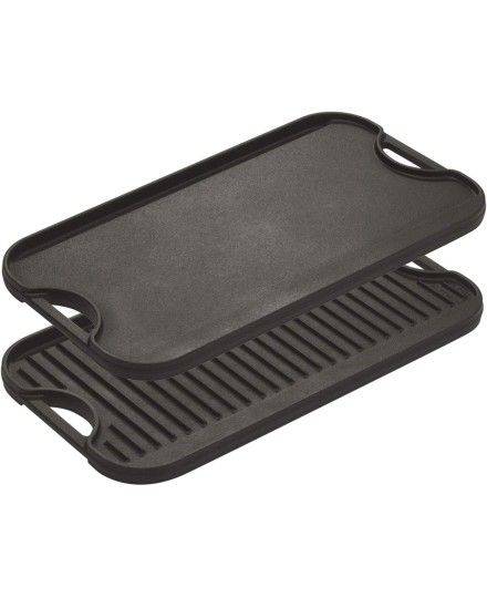 Lodge Plaque de cuisson en fonte Grill et plancha 51x27cm | Lodge | Mimocook