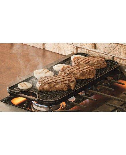 Lodge Plaque de cuisson en fonte Grill et plancha 51x27cm | Lodge | Mimocook
