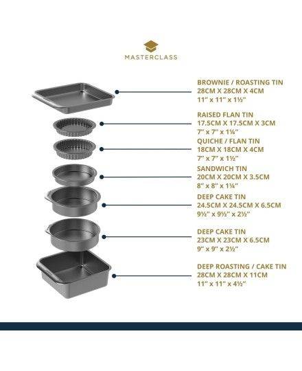 MasterClass Smart Space Stacking Seven Piece Non-Stick Roasting, Baking & Pastry Set | Kitchen Craft | Mimocook