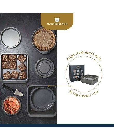 MasterClass Smart Space Stacking Seven Piece Non-Stick Roasting, Baking & Pastry Set | Kitchen Craft | Mimocook