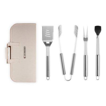 Juego de 4 utensilios de barbacoa de acero inoxidable con bolsa Le Creuset | Le Creuset | Mimocook