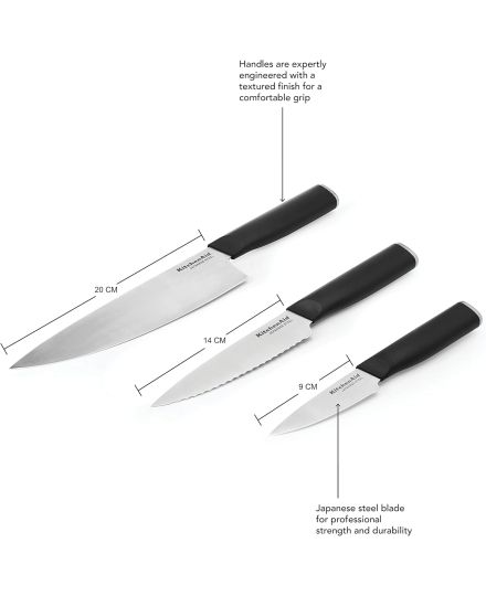 KitchenAid Conjunto de Facas Classic 3 Peças | KitchenAid | Mimocook