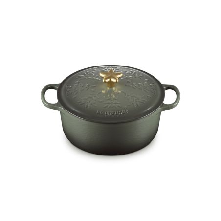 Bräter Weihnachten aus Gusseisen mit Goldknopf und Baum-Relief 24cm Le Creuset | Le Creuset | Mimocook