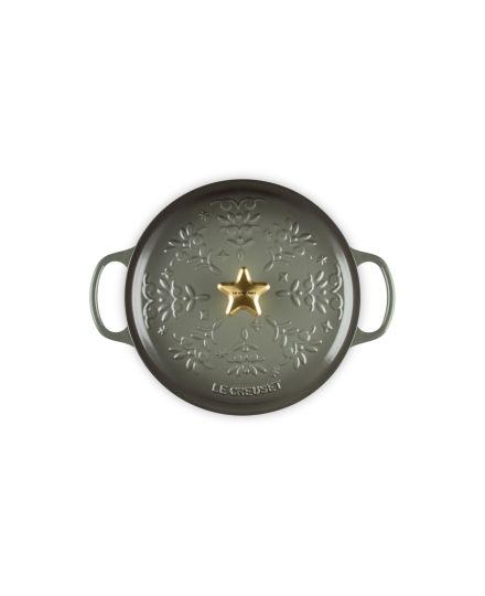 Bräter Weihnachten aus Gusseisen mit Goldknopf und Baum-Relief 24cm Le Creuset | Le Creuset | Mimocook