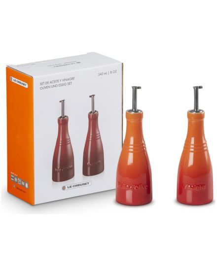 Le Creuset Stoneware Oil and Vinegar Bottle Set - Cerise