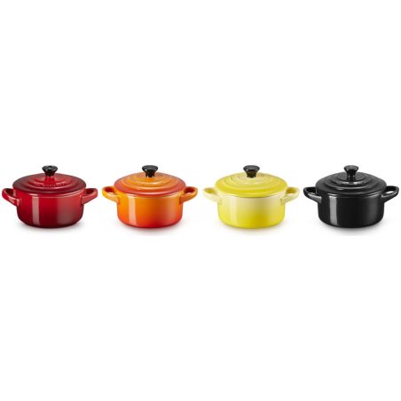 Le Creuset Set of 4 Mini Cocottes Fire and Flame in Stoneware | Le Creuset | Mimocook