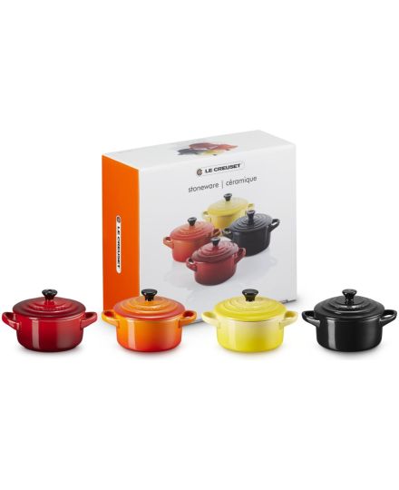 Le Creuset 4er-Set Mini Cocottes Feuer und Flamme aus Steinzeug | Le Creuset | Mimocook