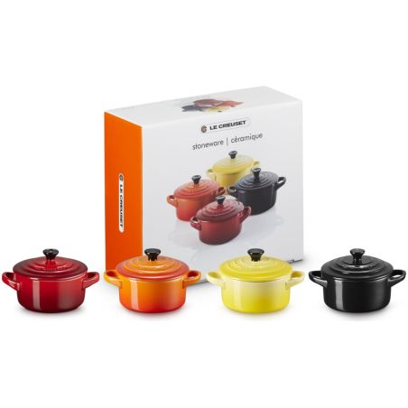 Le Creuset 4er-Set Mini Cocottes Feuer und Flamme aus Steinzeug | Le Creuset | Mimocook