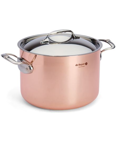 de Buyer PRIMA MATERA Hoher Schmortopf aus Kupfer und Edelstahl mit Deckel | De Buyer | Mimocook