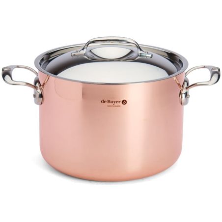 de Buyer PRIMA MATERA Hoher Schmortopf aus Kupfer und Edelstahl mit Deckel | De Buyer | Mimocook