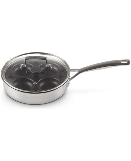 Le Creuset Sauteuse à Bord Droit en Inox avec Insert à œufs | Le Creuset | Mimocook