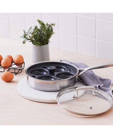 Le Creuset Unbeschichtete Sautépfanne mit Pochiereinsatz aus 3-ply Edelstahl | Le Creuset | Mimocook