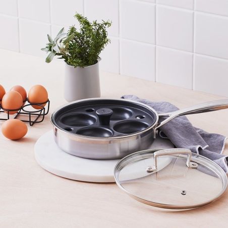 Le Creuset Sauteuse Inox 3-ply avec Insert pour Œufs Pochés 20 cm | Le Creuset | Mimocook