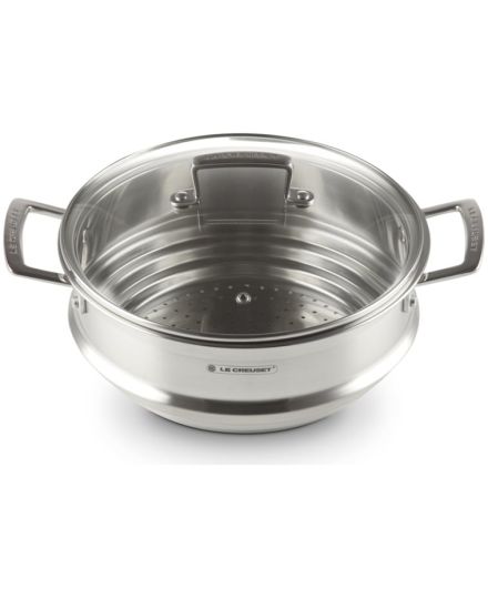 Le Creuset Großer Dämpfeinsatz aus Edelstahl mit Glasdeckel | Le Creuset | Mimocook