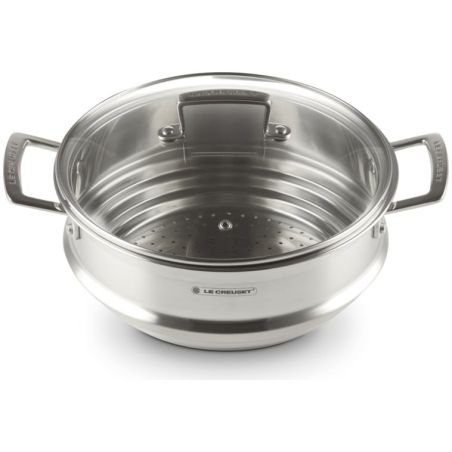 Le Creuset Grand cuit-vapeur adaptable Inox Classique avec couvercle en verre | Le Creuset | Mimocook