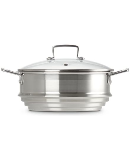Le Creuset Großer Dämpfeinsatz aus Edelstahl mit Glasdeckel | Le Creuset | Mimocook