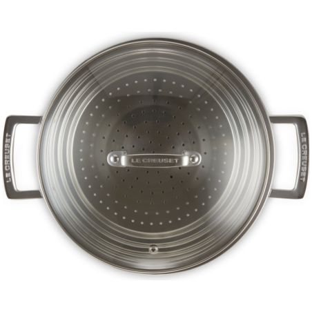 Le Creuset Großer Dämpfeinsatz aus Edelstahl mit Glasdeckel | Le Creuset | Mimocook