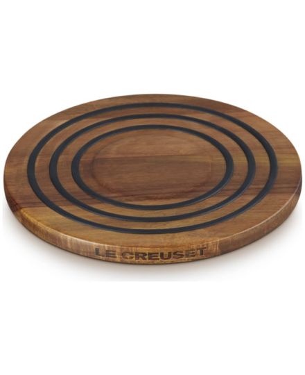 Le Creuset Magnetic Wooden Trivet, Acacia Wood with Black Silicone Rings | Le Creuset | Mimocook