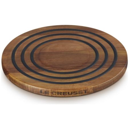 Le Creuset Magnetic Wooden Trivet, Acacia Wood with Black Silicone Rings | Le Creuset | Mimocook