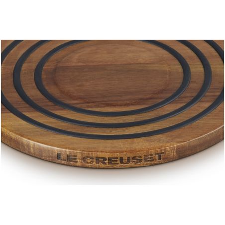Le Creuset Magnetic Wooden Trivet, Acacia Wood with Black Silicone Rings | Le Creuset | Mimocook