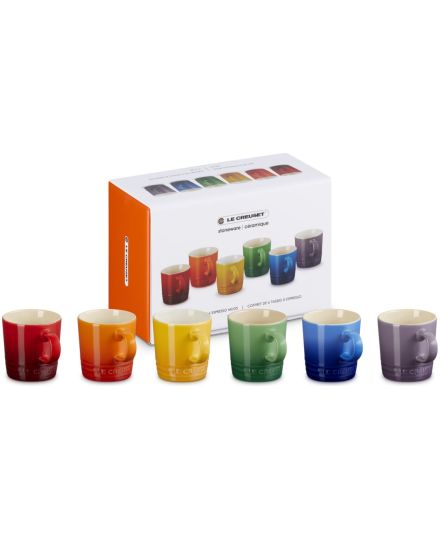 Le Creuset 6er-Set Espressobecher Regenbogen aus Steinzeug 0,1 L | Le Creuset | Mimocook