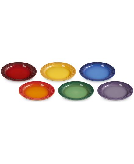 Le Creuset Set de 6 Assiettes en Céramique Arc-en-Ciel 22 cm | Le Creuset | Mimocook