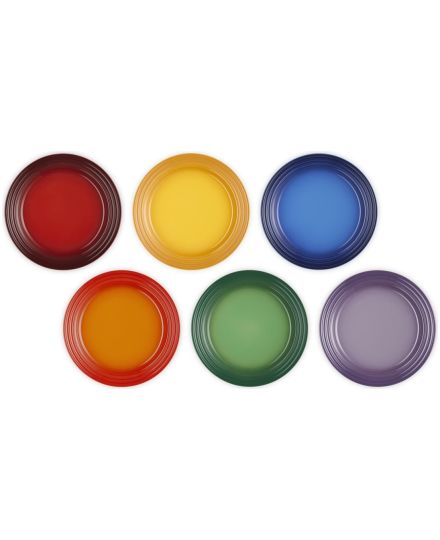 Le Creuset Set de 6 Assiettes en Céramique Arc-en-Ciel 22 cm | Le Creuset | Mimocook