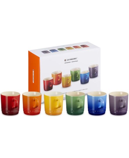 Le Creuset 6er-Set Cappuccinobecher Regenbogen aus Steinzeug 0,2 L | Le Creuset | Mimocook