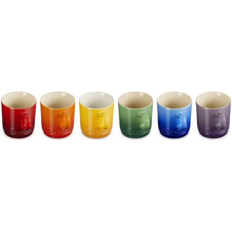 Le Creuset 6er-Set Cappuccinobecher Regenbogen aus Steinzeug 0,2 L | Le Creuset | Mimocook